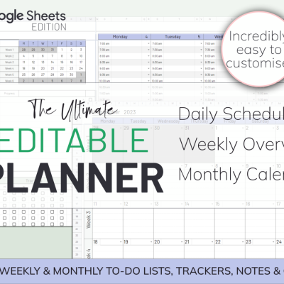 The Ultimate Google Sheets Editable Planner | Daily, Weekly & Monthly