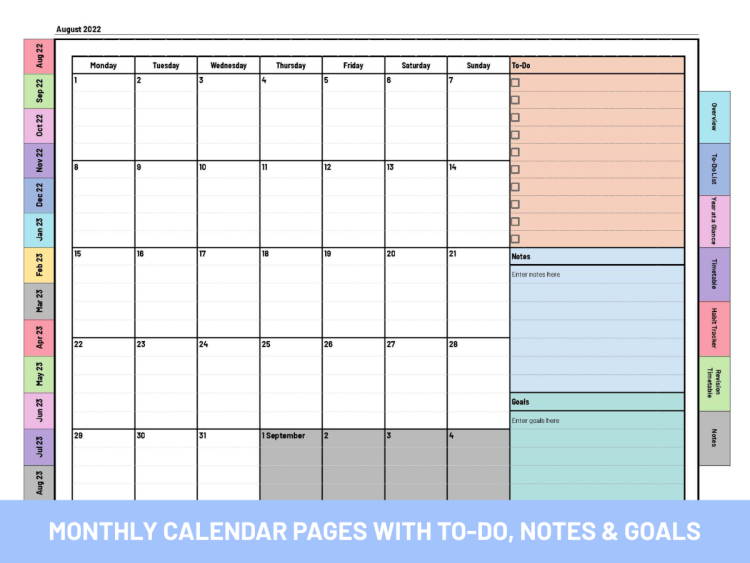 The Ultimate Editable Student Planner & Monthly Calendar | 2025/26 and beyond | Google Sheets Template - Image 3