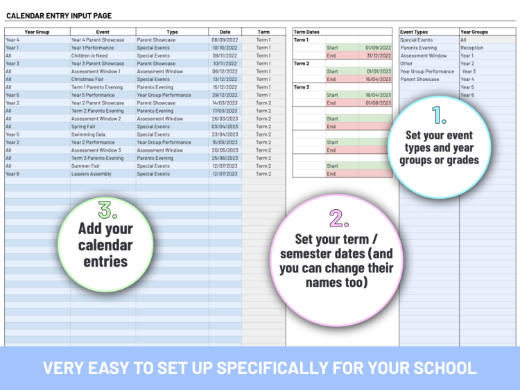 Editable School Calendar Manager | 2025/2026 | Google Sheets Template - Image 3