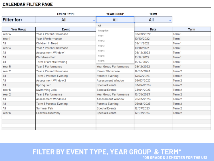 Editable School Calendar Manager | 2025/2026 | Google Sheets Template - Image 4
