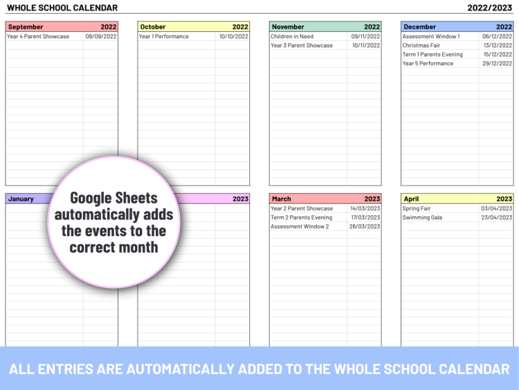 Editable School Calendar Manager | 2025/2026 | Google Sheets Template - Image 5