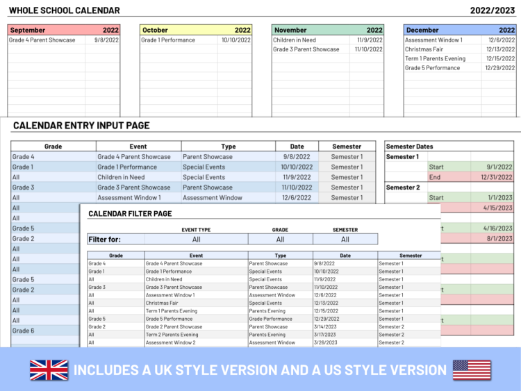 Editable School Calendar Manager | 2025/2026 | Google Sheets Template - Image 6