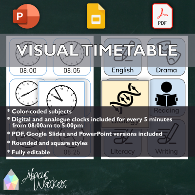 Visual Timetable | Analogue & Digital Clocks | Editable and PDF Print Versions