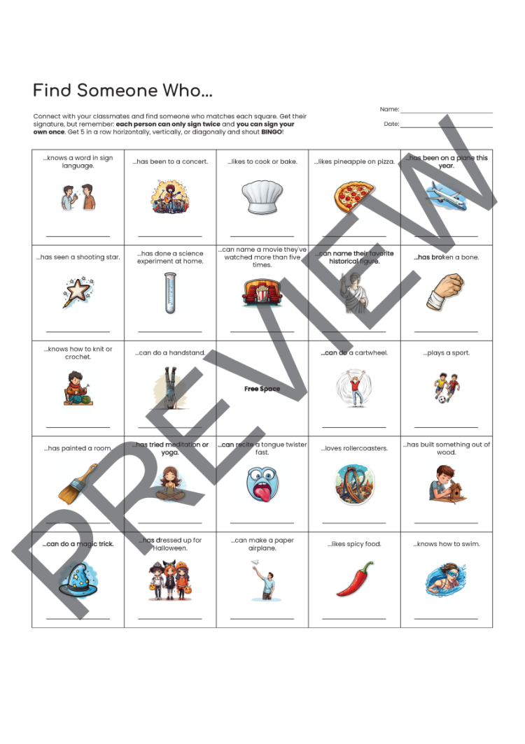 Find Someone Who... Classmate Bingo | Ice Breaker | Back To School - Image 2