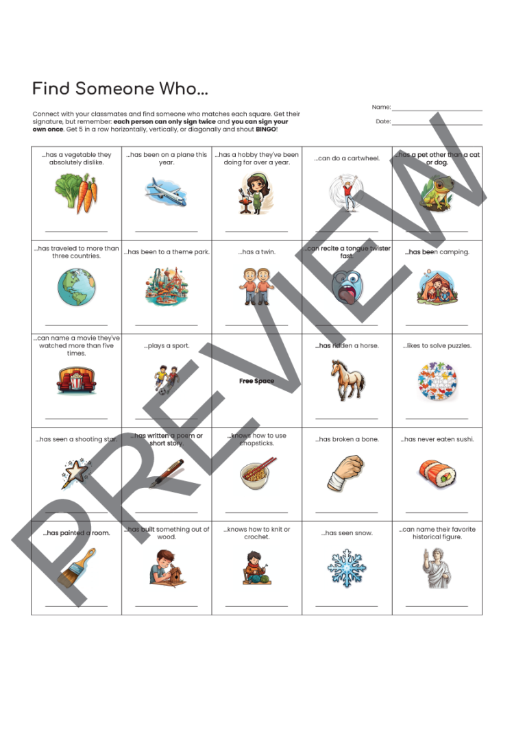 Find Someone Who... Classmate Bingo | Ice Breaker | Back To School - Image 4