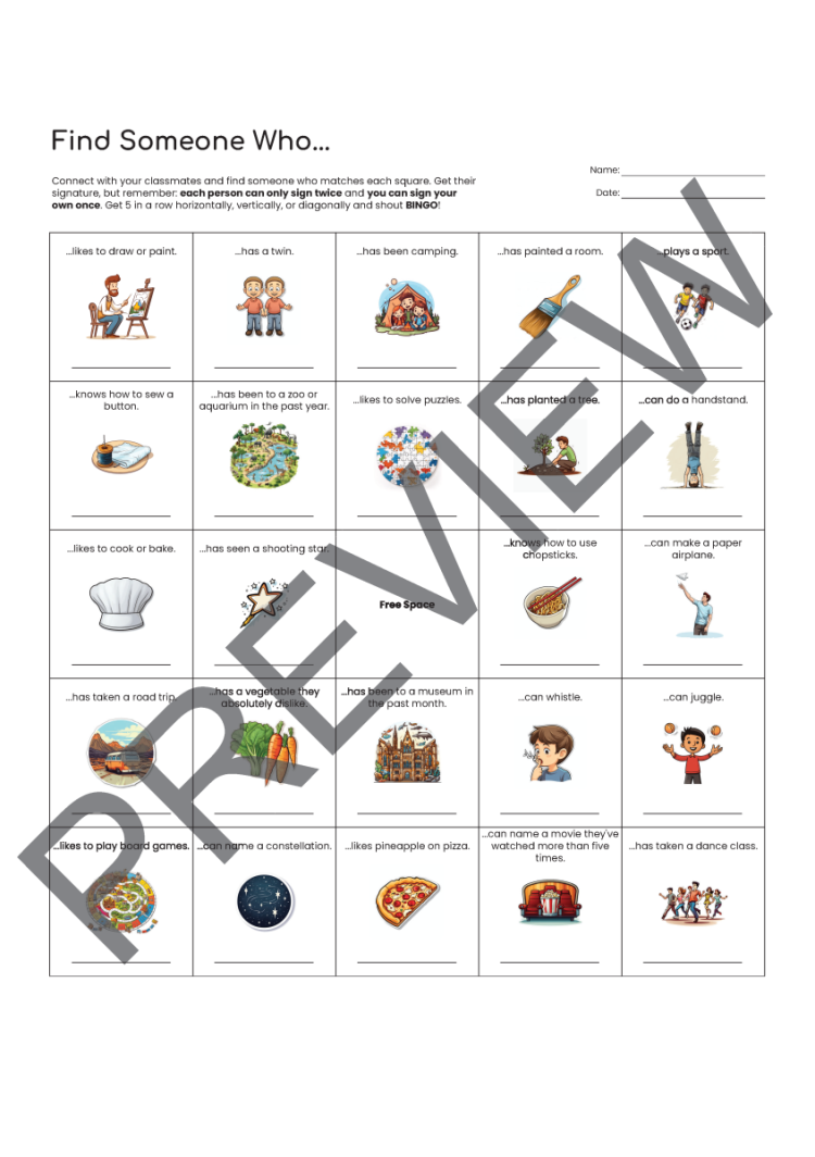 Find Someone Who... Classmate Bingo | Ice Breaker | Back To School - Image 6
