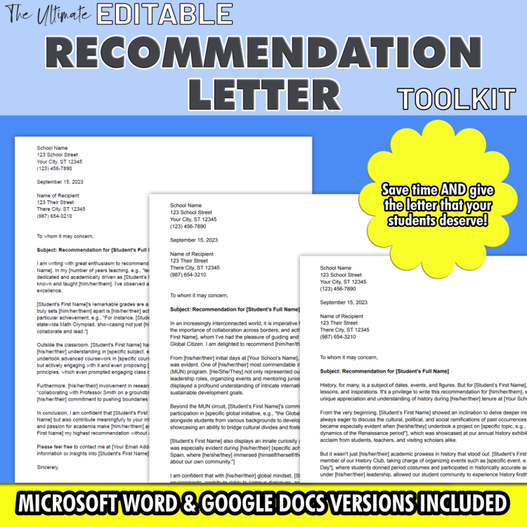 Ultimate Recommendation Letter Toolkit: Tailored Templates for Every Student - Image 3
