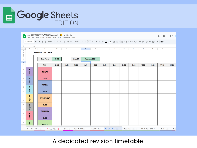 The Ultimate Editable Student Planner & Monthly Calendar | 2026 and beyond | Google Sheets Template - Image 4