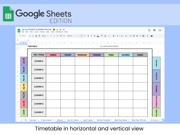 The Ultimate Editable Student Planner & Monthly Calendar | 2026 and beyond | Google Sheets Template - Image 7