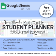 The Ultimate Editable Student Planner & Monthly Calendar | 2026 and beyond | Google Sheets Template